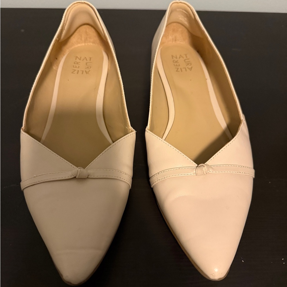 Naturalizer Women's Pointed Toe D'Orsay Flats in Light Cream
